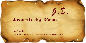 Javorniczky Dénes névjegykártya