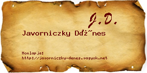 Javorniczky Dénes névjegykártya